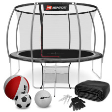 Батут Hop-Sport 12FT Premium 366 см black/grey с внутренней сеткой 
